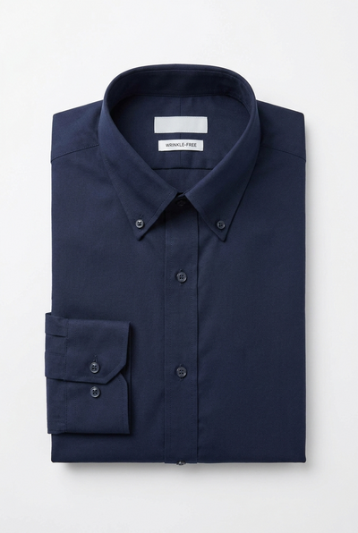 Anti-Wrinkle Shirt - Navy Blue flat lay